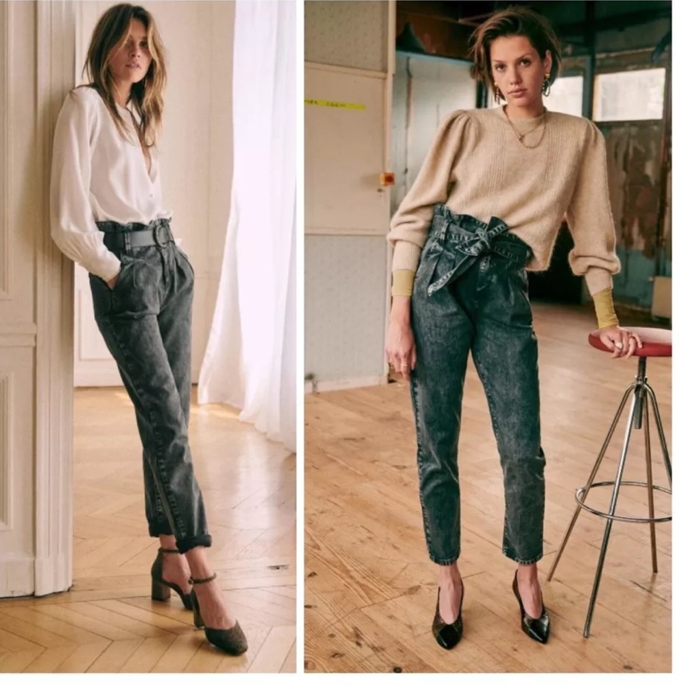 Sezane Austin Trousers Washed Black Jeans - Picture 13 of 14